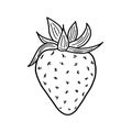 Single black and white illustration of a strawberry on a white background. Royalty Free Stock Photo